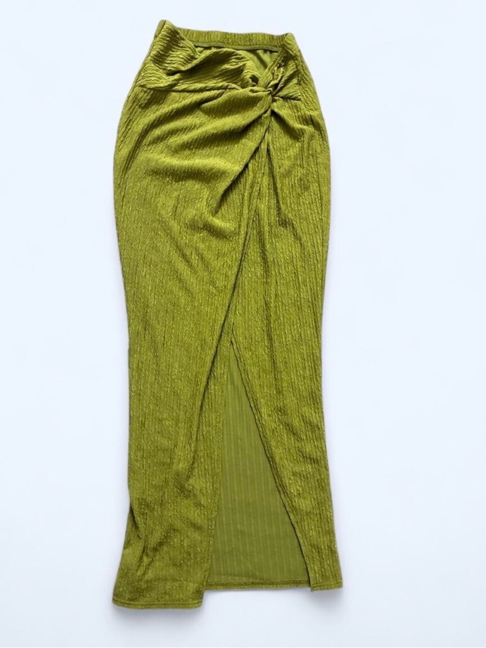 Green Twist-Front Midi Skirt - Size L